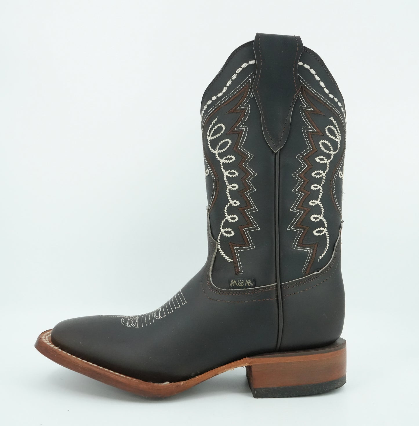 A&A Women's Brown Crazy Wide Square Toe Boot