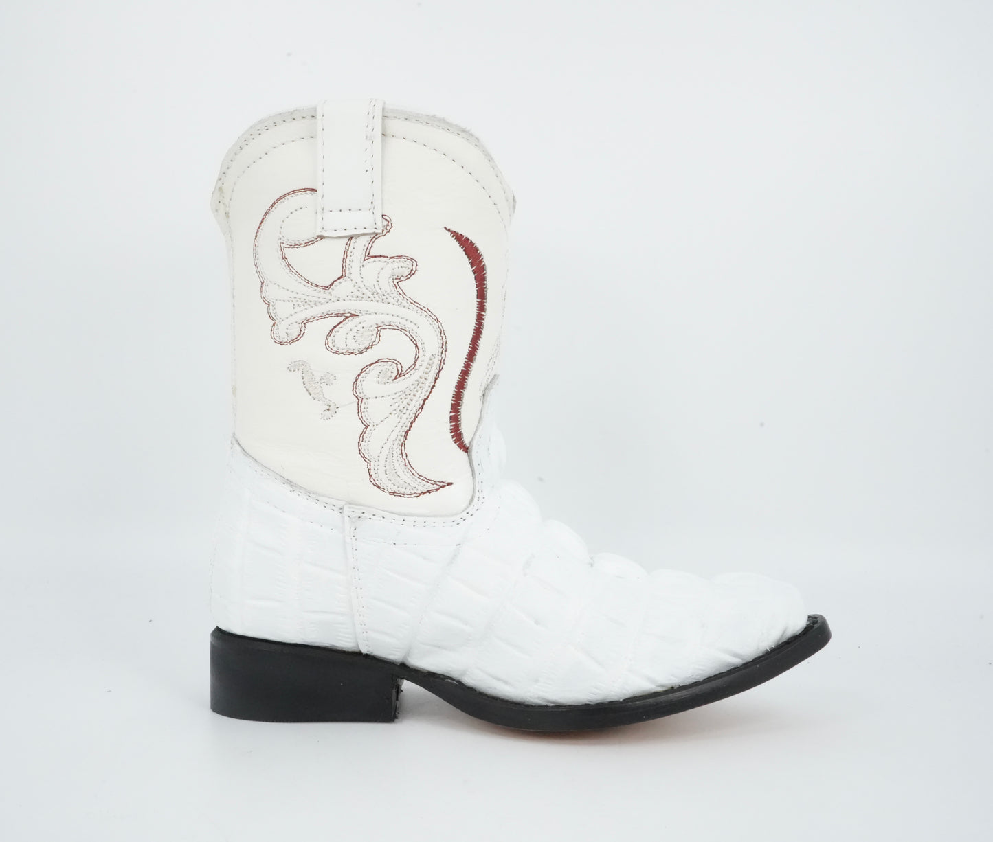 Alamos Toddler White Imitation Caiman Tail Boot