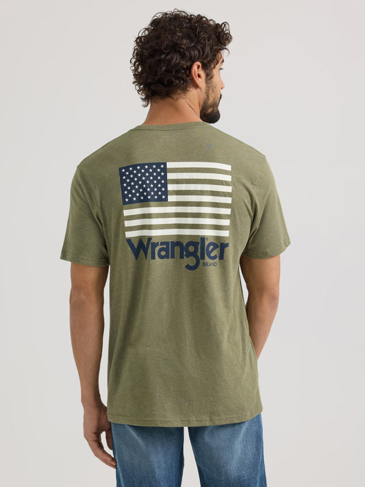 Wrangler Men's Stars And Stripes Flag Graphic T-Shirt Green