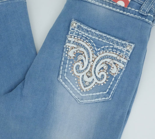 Girl's Miranda Bling Ace Pocket Light Blue Bootcut Jean