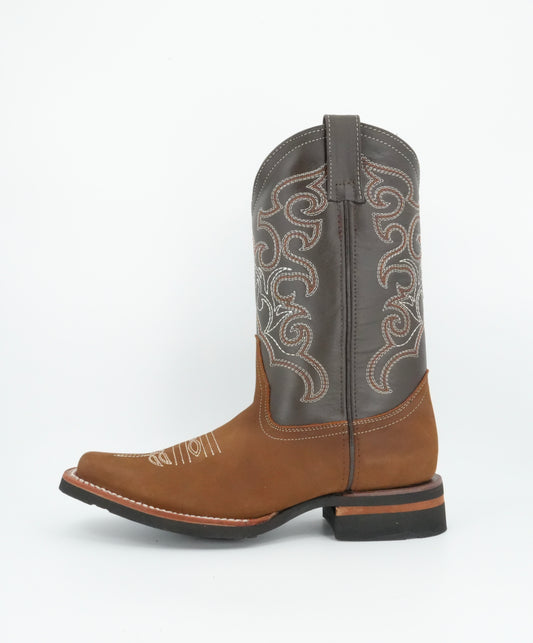 La Sierra Men's Nobuck Square Toe Rubber Sole Boot Tan