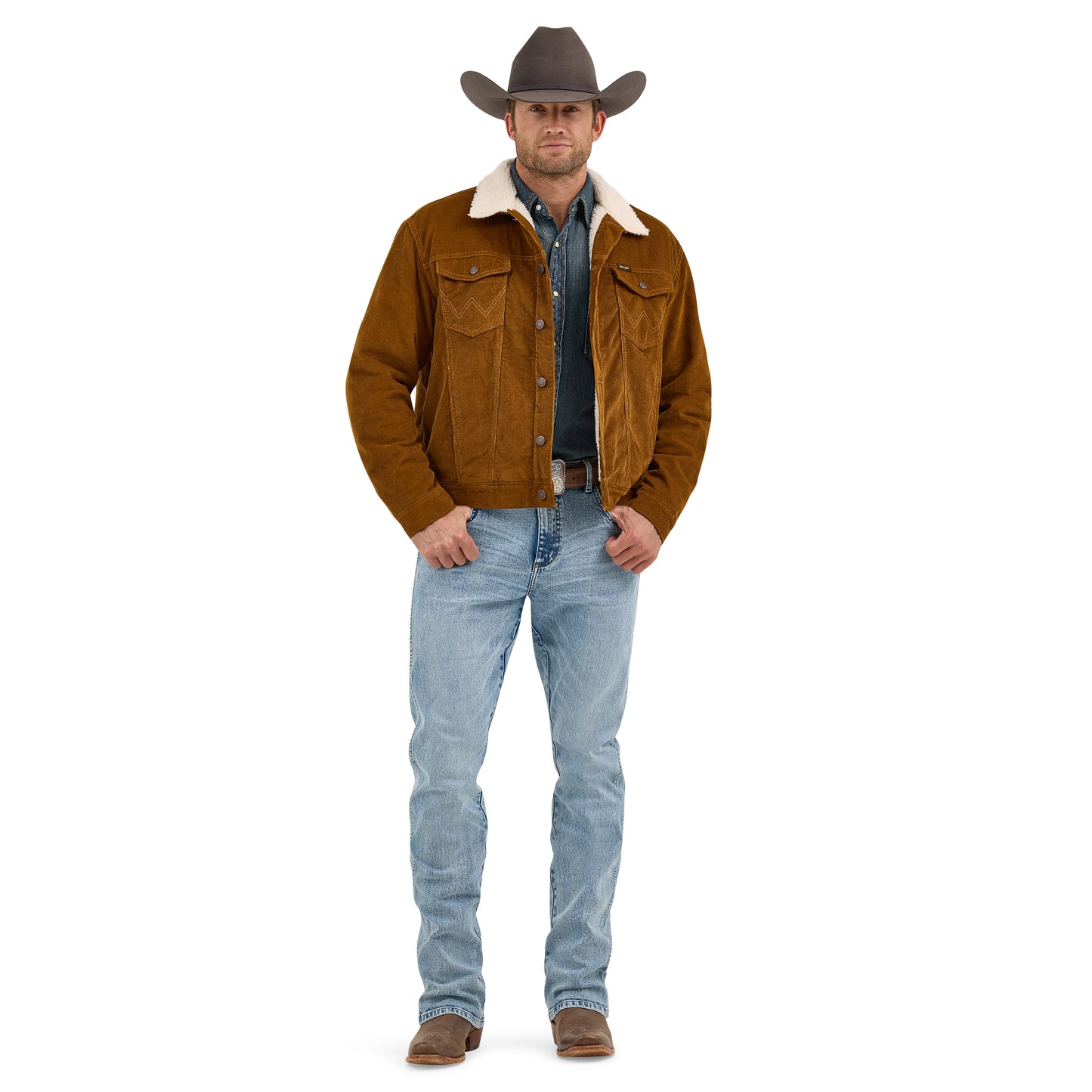 Men's Wrangler Cowboy Cut Sherpa Lined Corduroy Jacket - Rust