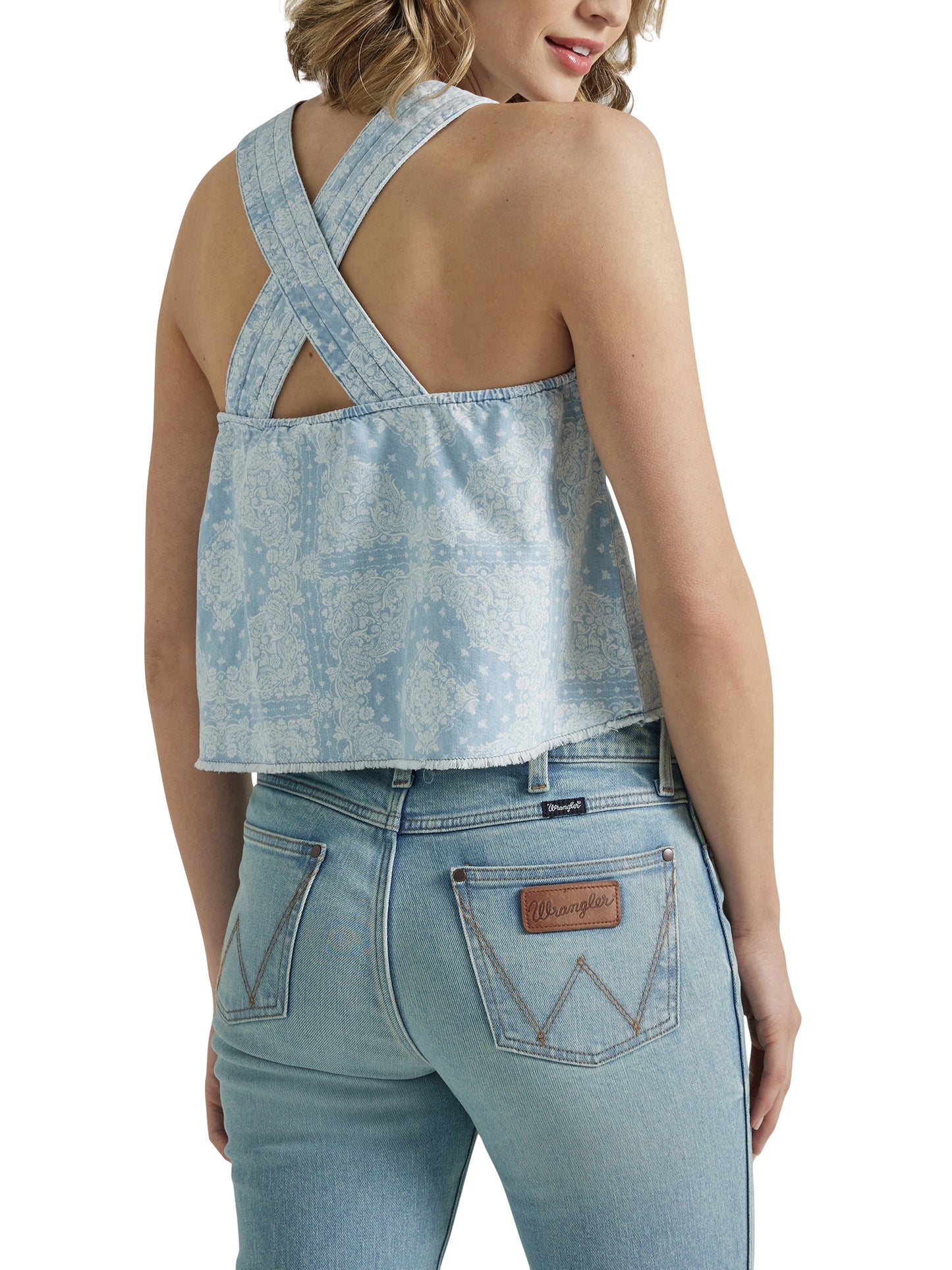 Wrangler Retro Women's Americana Blue White Bandana Tank Top