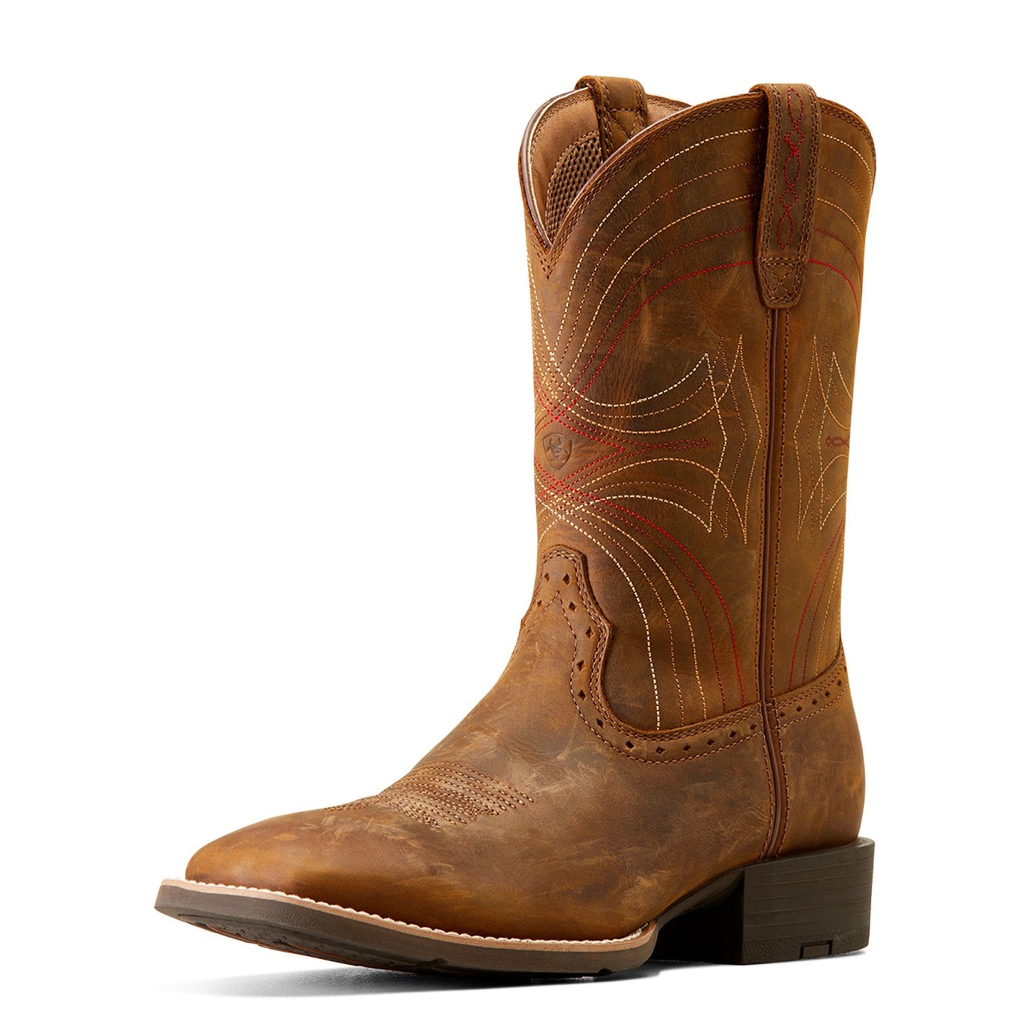 Ariat Men's Sport Wide Square Toe Western Boot -Distressed Brown