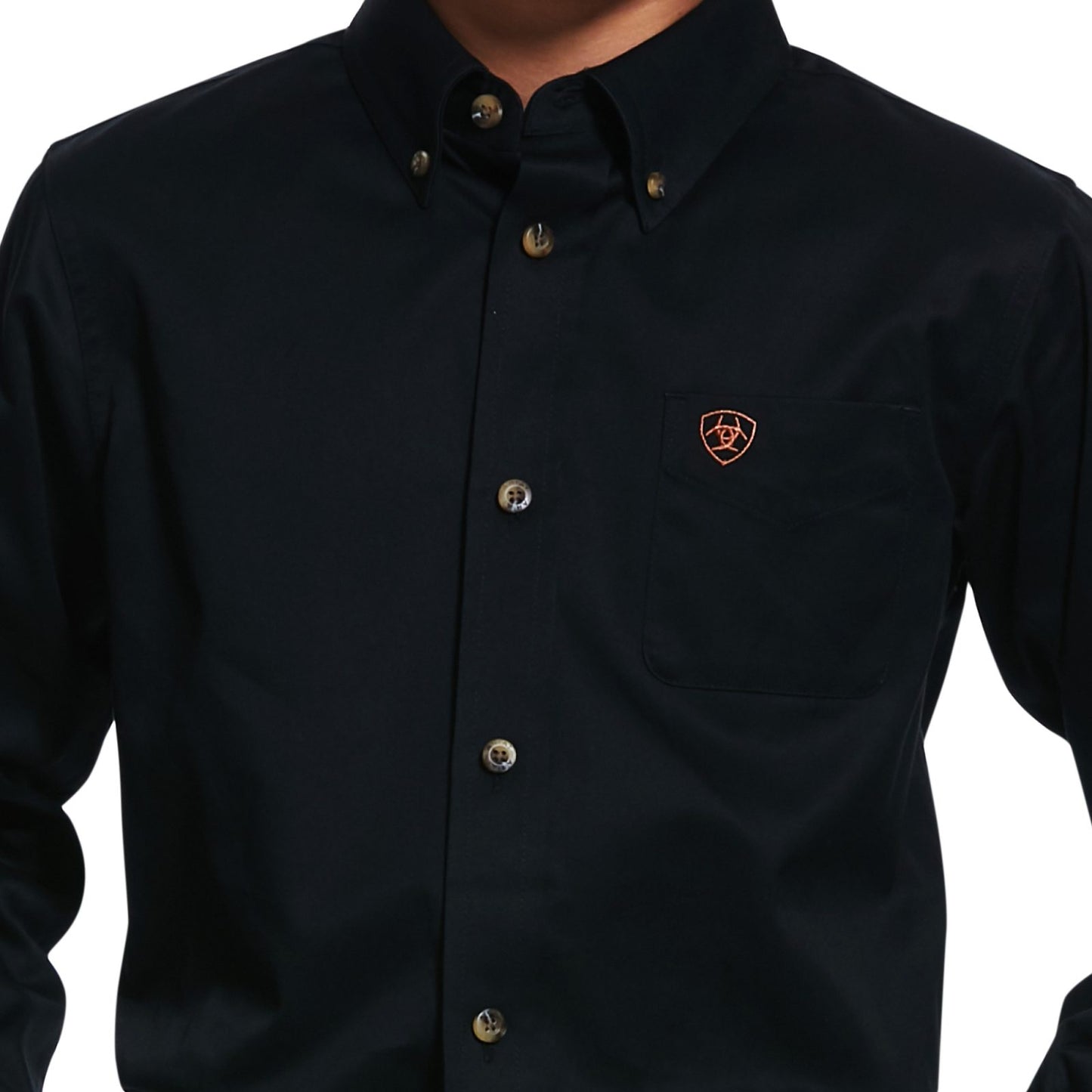 Camisa de corte clásico de sarga sólida negra Ariat