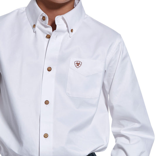 Ariat White Solid Twill Classic Fit Shirt