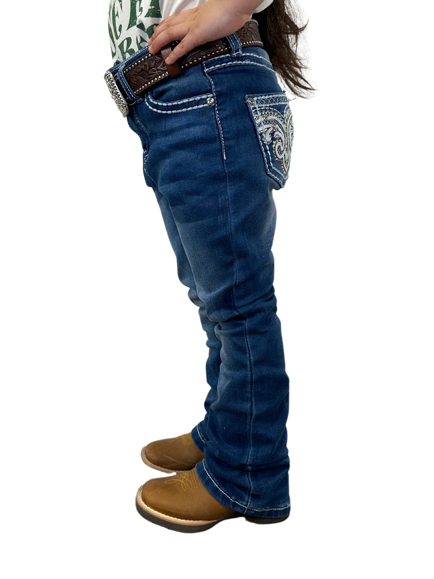 Girl's Miranda Bling Ace Pocket Indigo Bootcut Jean