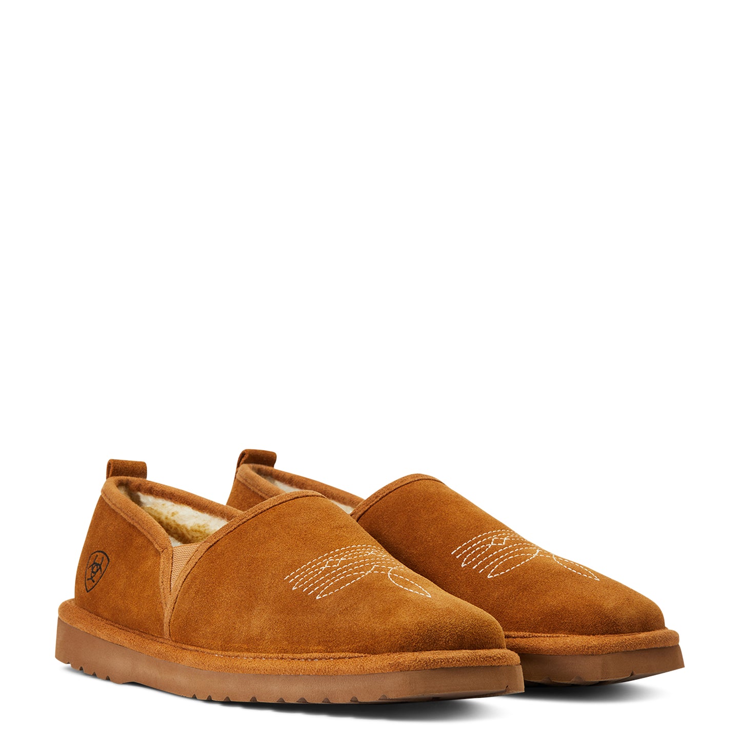Men's Ariat Lasso Suede Square Toe Slippers - Chestnut