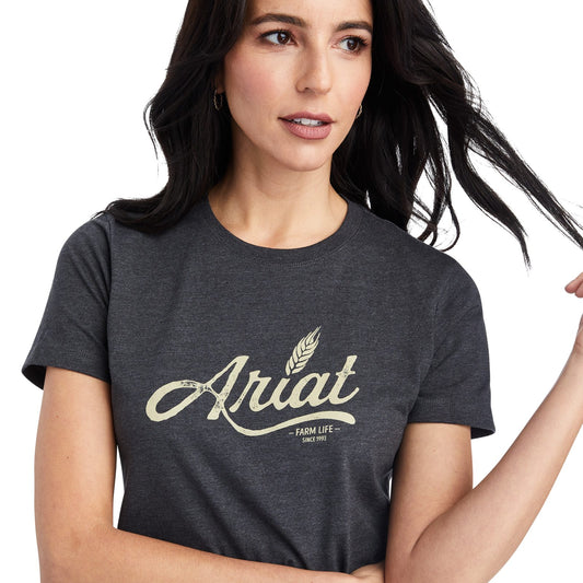 Ariat Wheat Script Charcoal Heather Tee