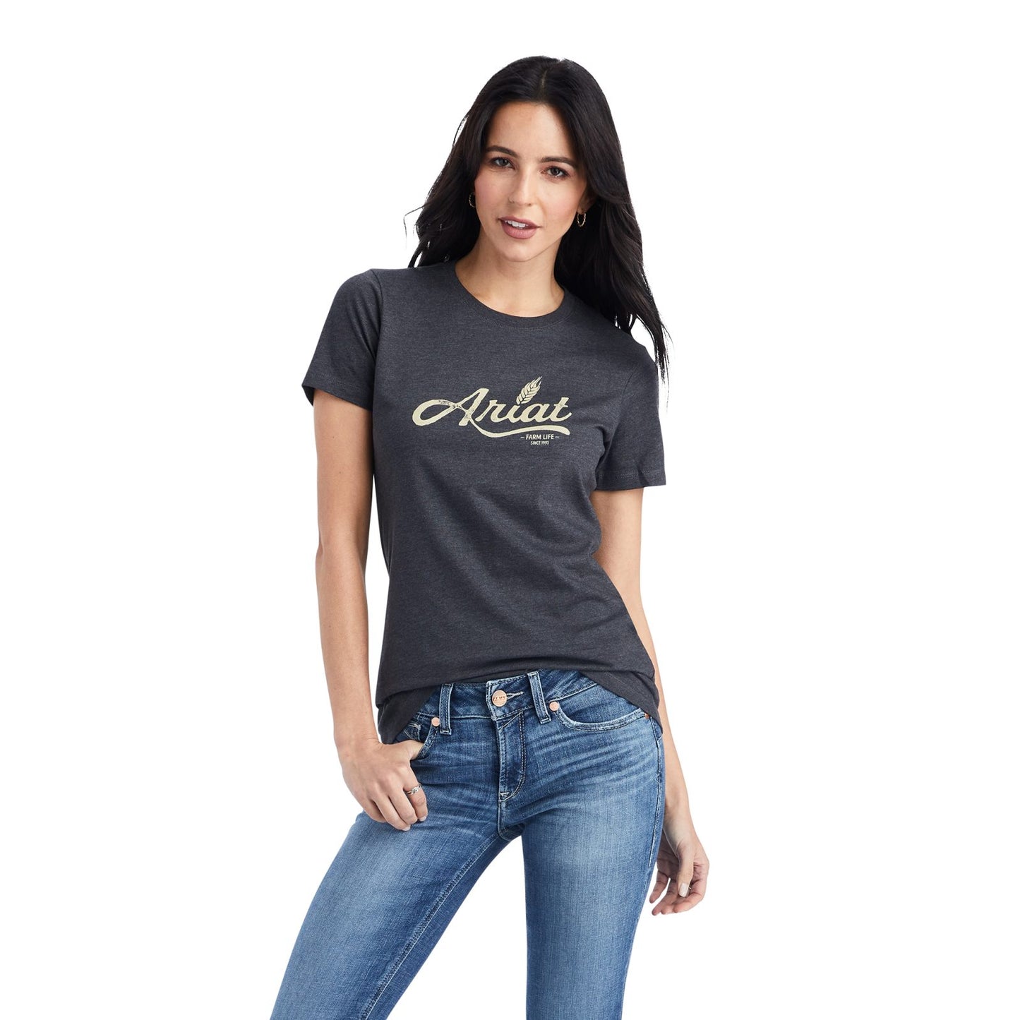Ariat Wheat Script Charcoal Heather Tee