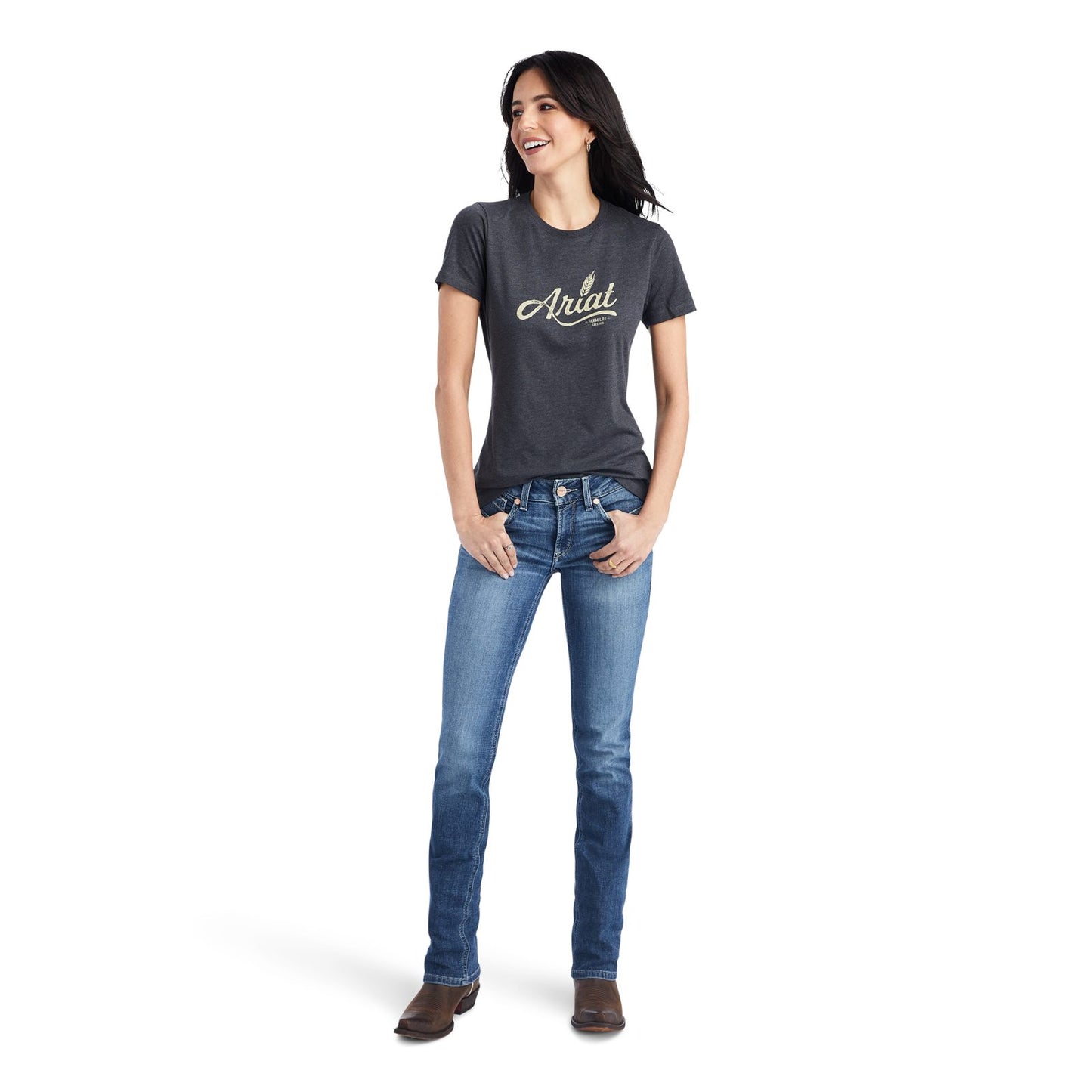 Ariat Wheat Script Charcoal Heather Tee