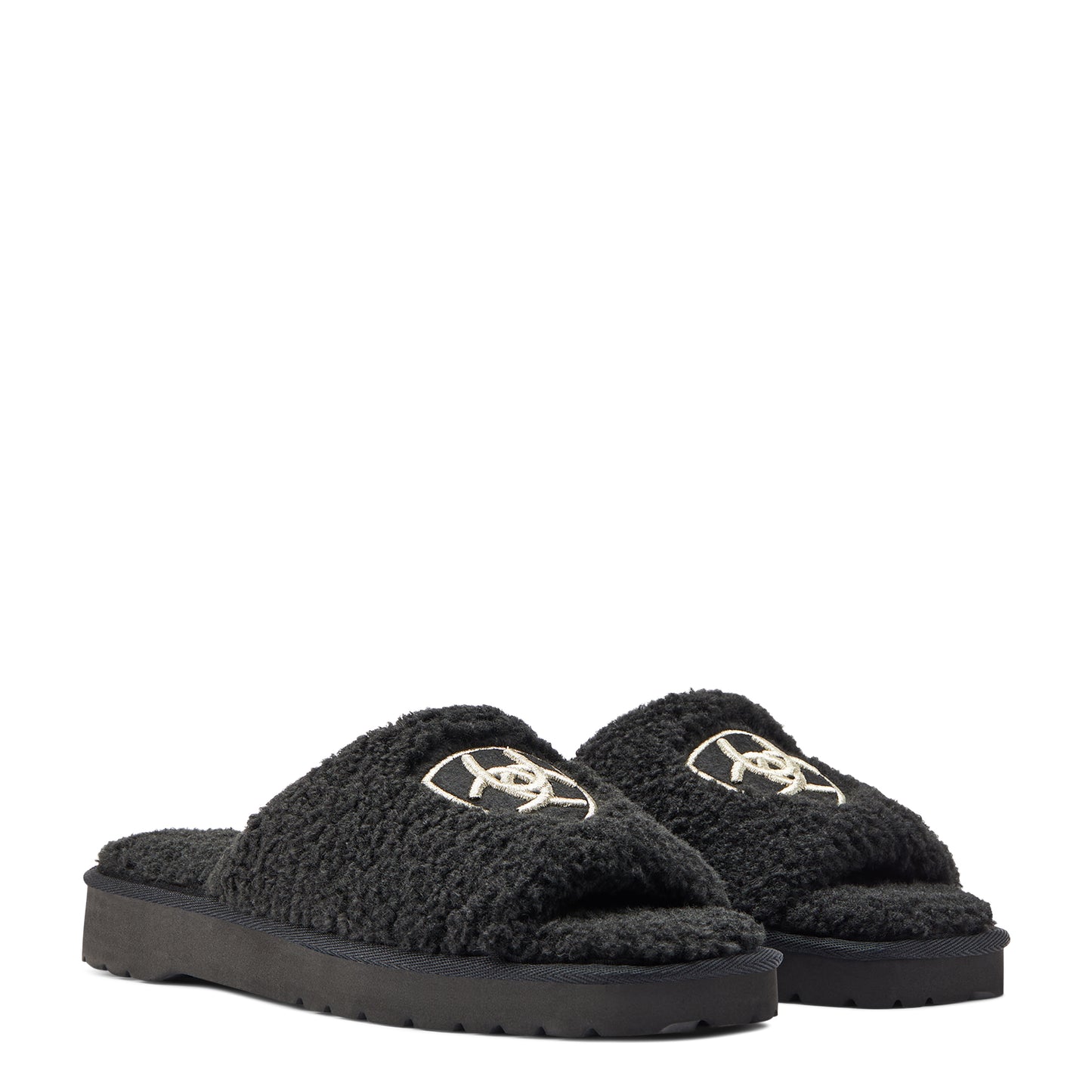 Women's Ariat Cozy Chic Square Toe Slippers - Fuzzy Black