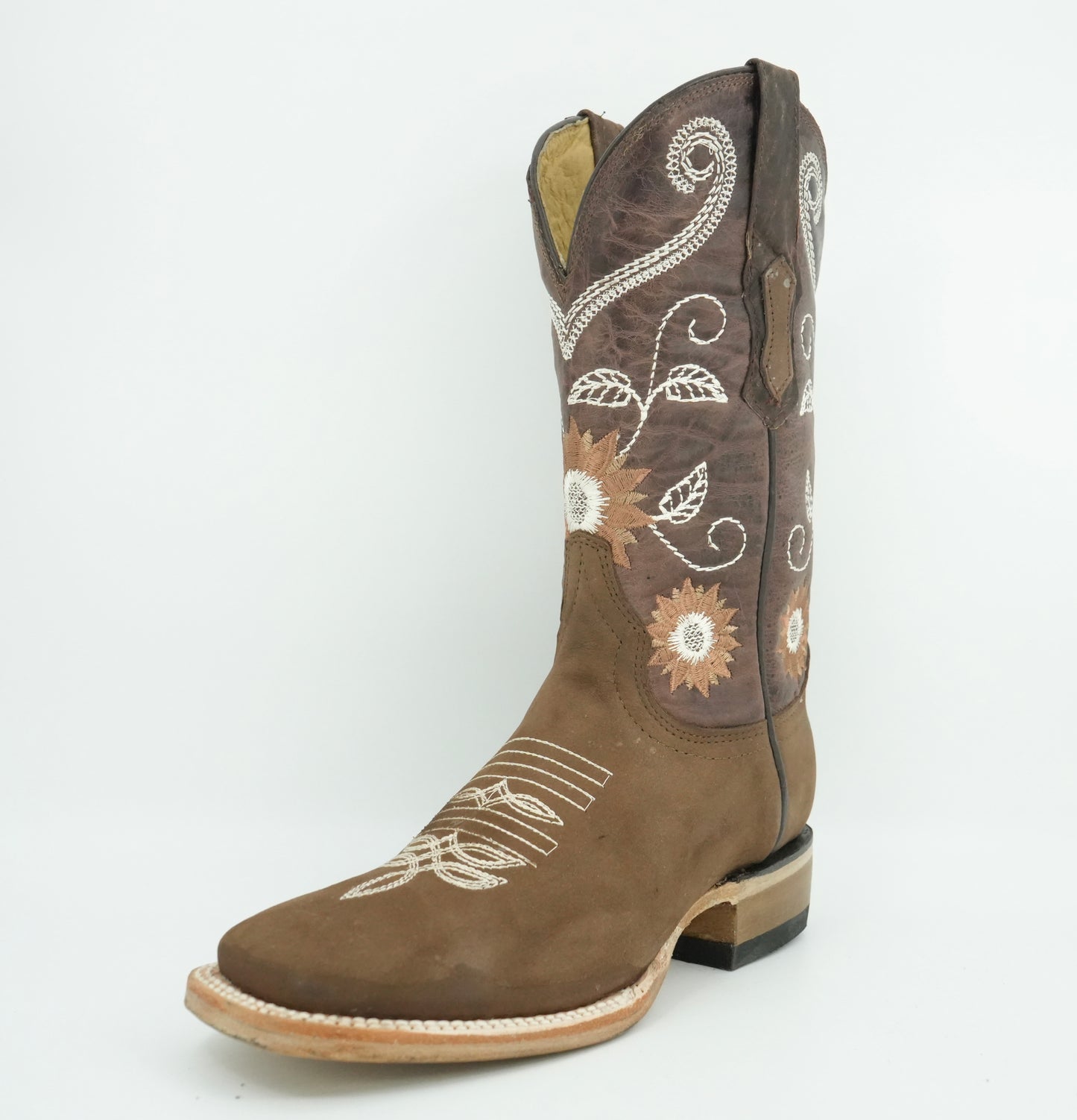 Centenario Women's Brown Crazy Embroidered Square Toe Boot