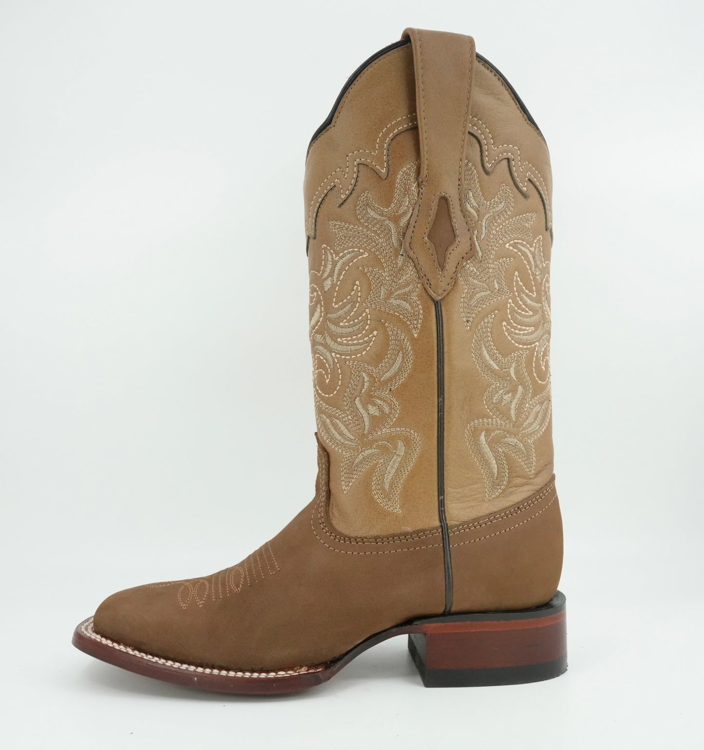 Los Altos Women's Nobuck Taupe Wide Square Toe Boot