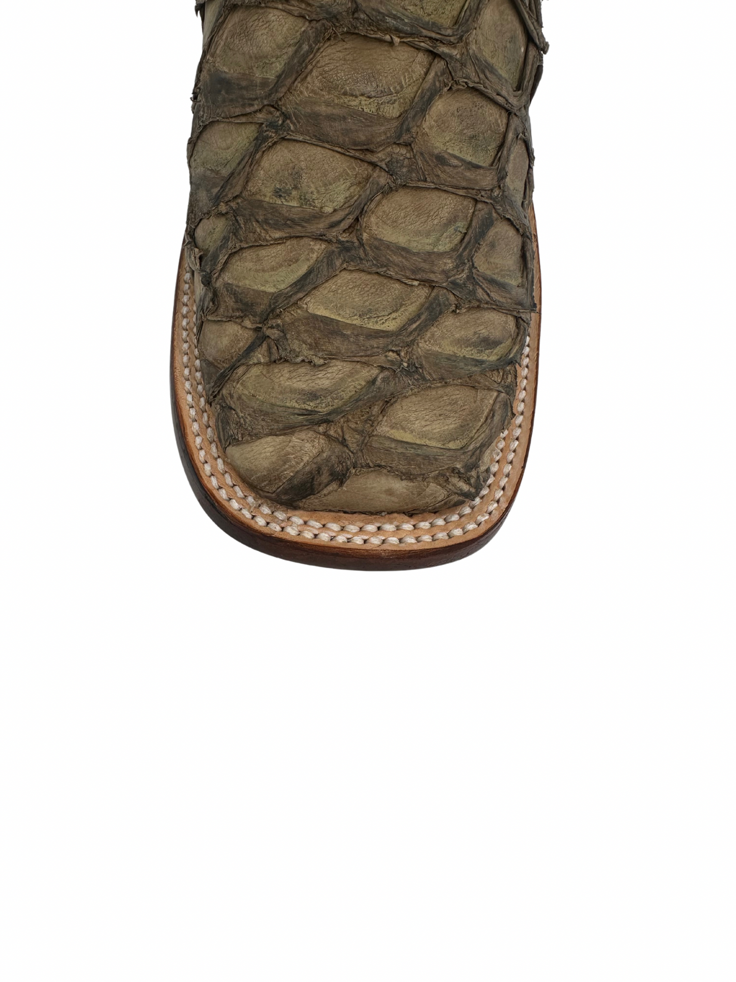 Wild West Men's Mocha Genuine Pirarucu Wide Square Toe Boot