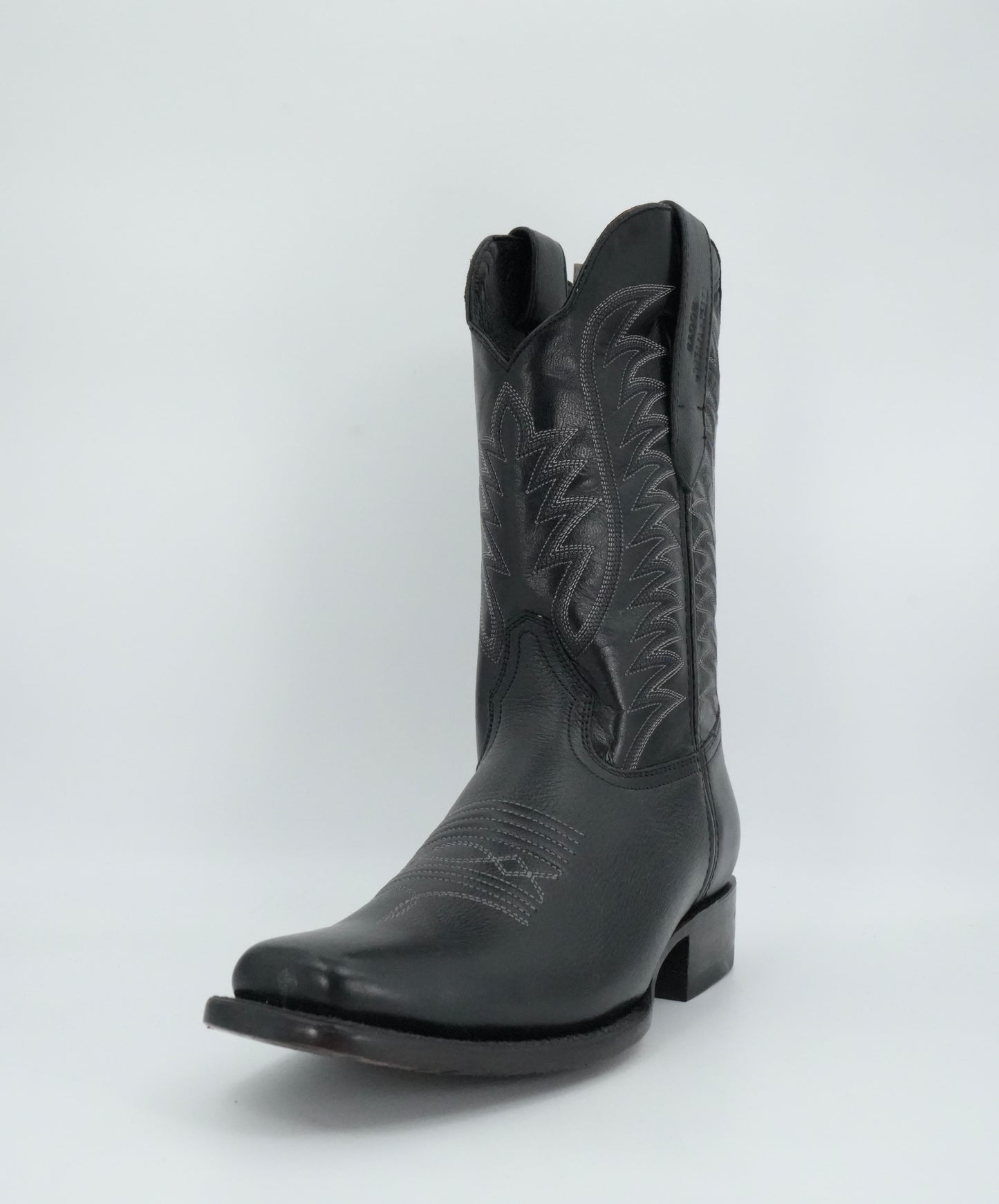 Denver Boots Men's Black Leather Semi Square Toe Boot