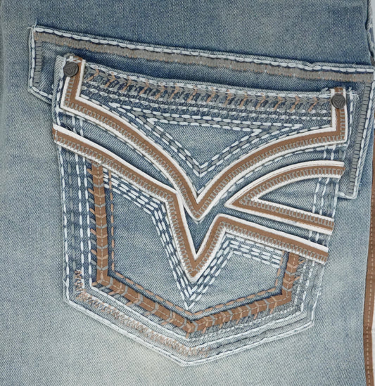 Lamasini Men's Premium Stitched Bull Pocket Light Blue Bootcut Jean