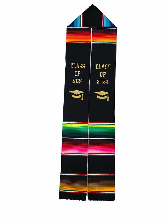 Graduation Stole Class of 2024 Mexican Serape Black
