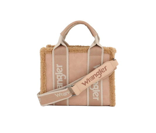 Wrangler Sherpa Small Canvas Tote/Crossbody - Khaki