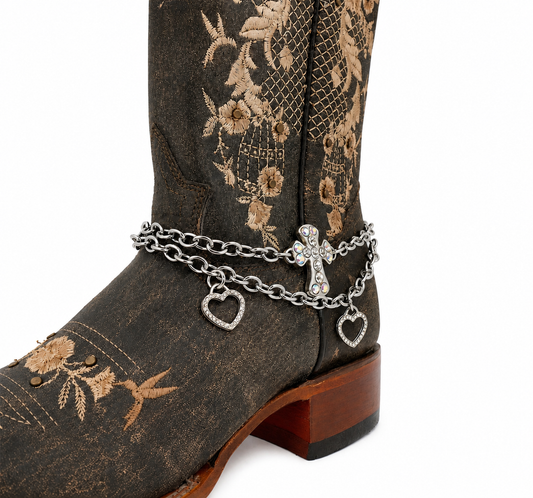Women's Charm Chain Boot Accessory - Bling Cross/Hearts