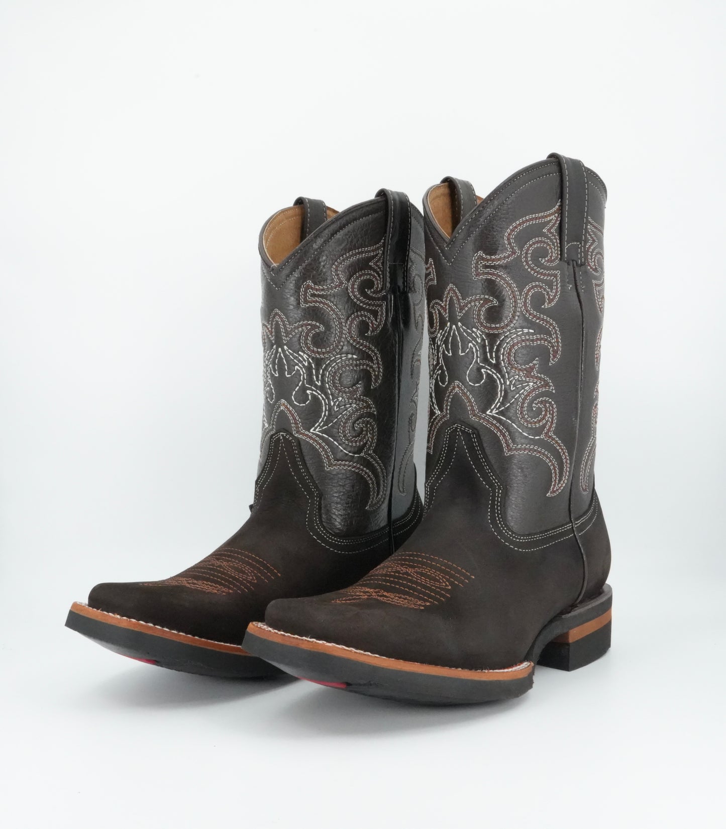 La Sierra Men's Nobuck Square Toe Rubber Sole Boot Brown