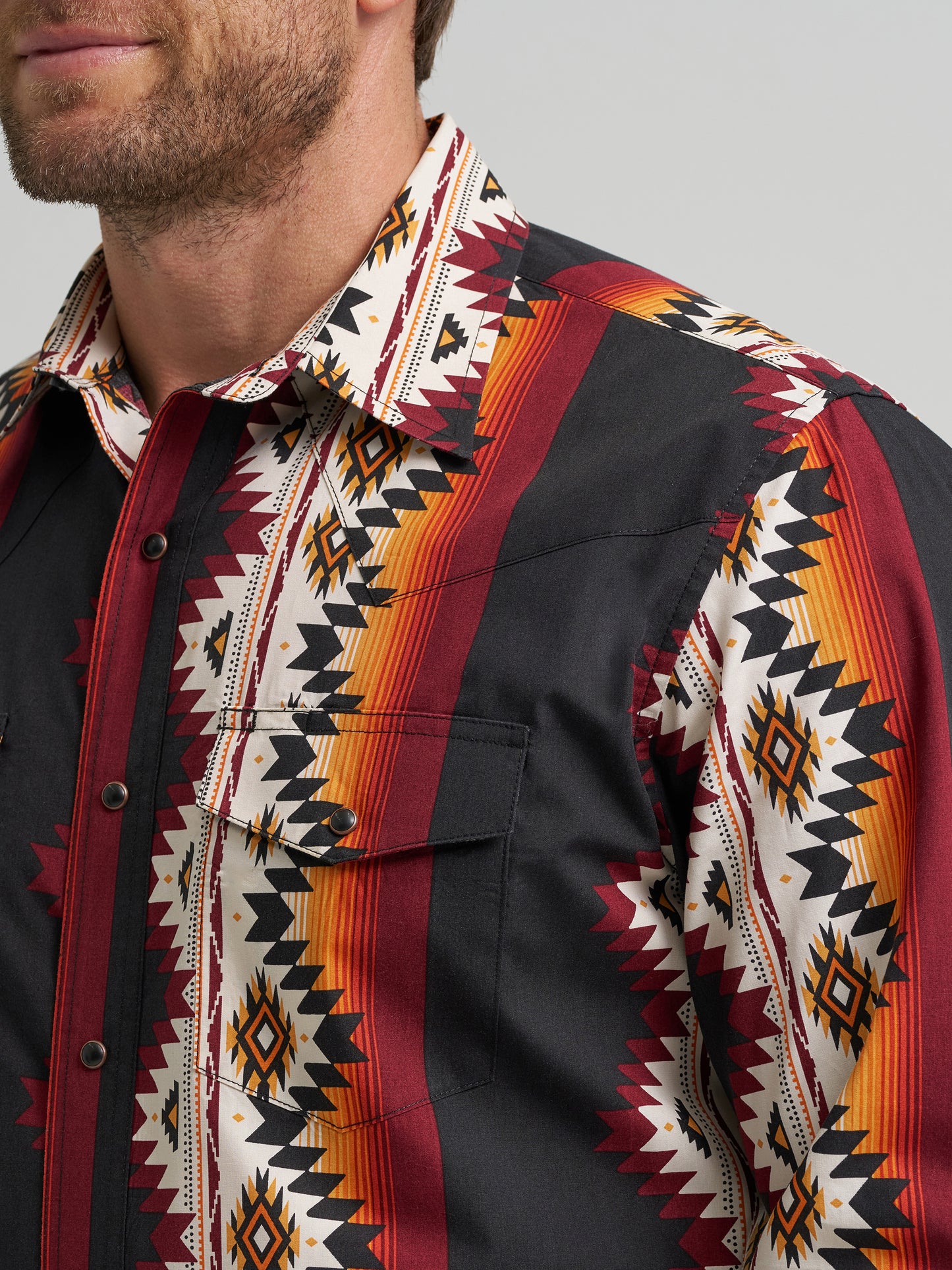 Wrangler x Checotah Western Snap Printed Long Sleeve Shirt