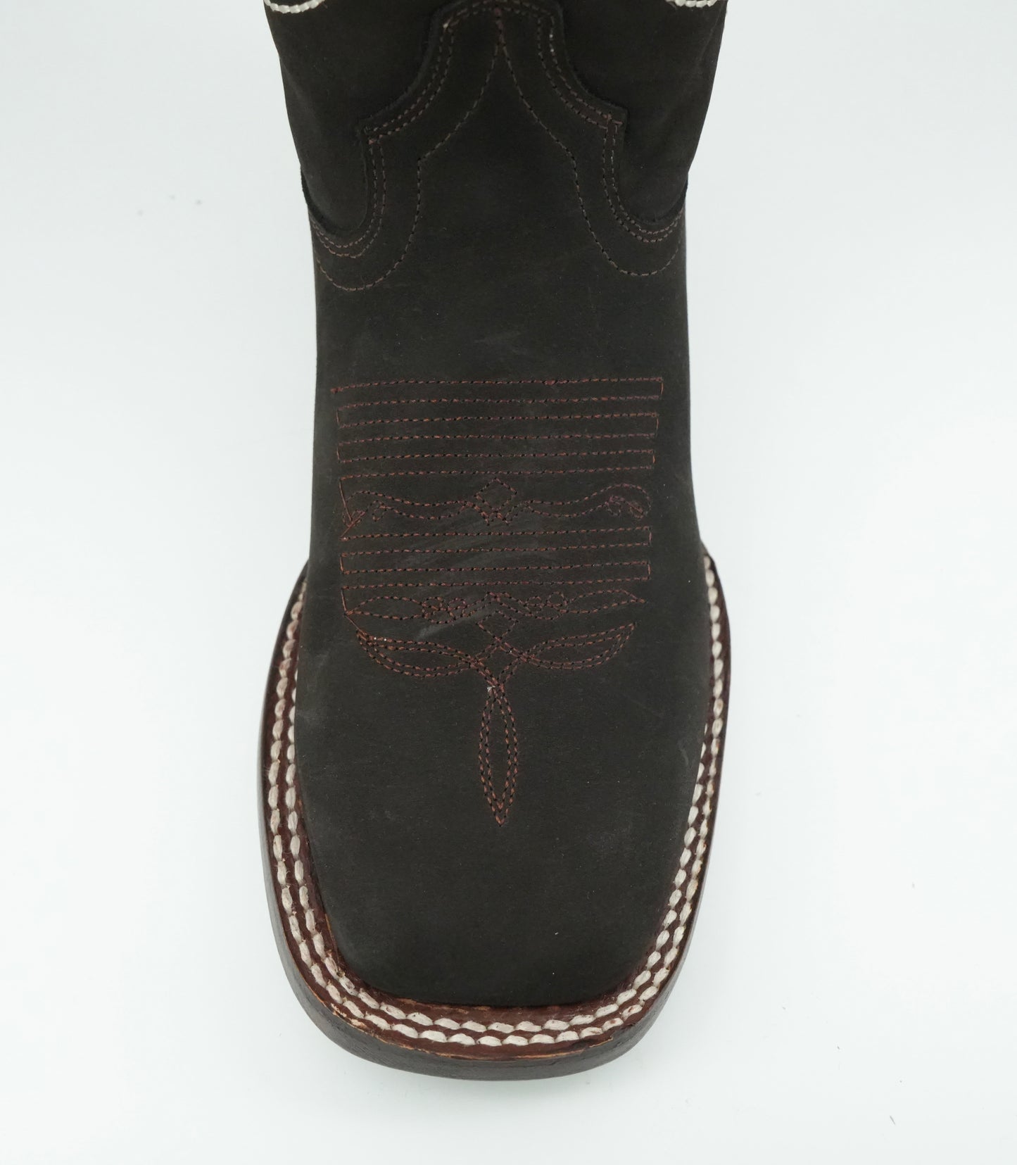 El General Nobuck Brown Red Floral Embroided Boot