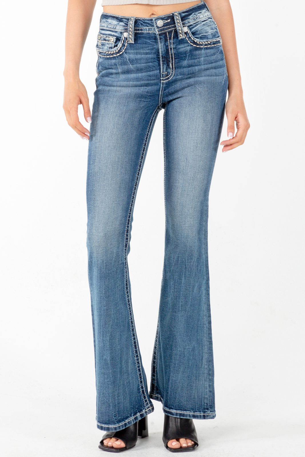Miss Me Classic Double Stitched High Rise Flare Jean