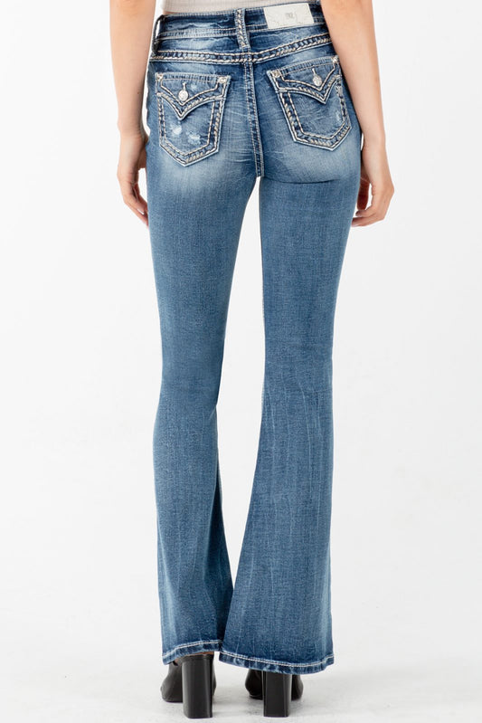 Miss Me Classic Double Stitched High Rise Flare Jean