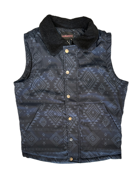 Lamasini Black Tribal Puffer Vest