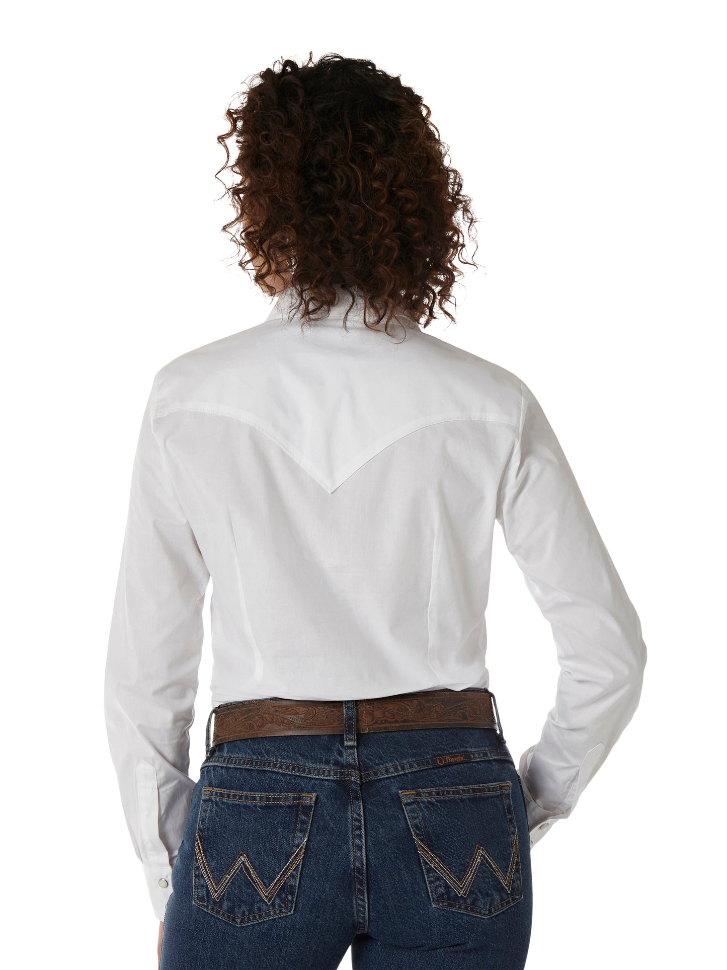 Wrangler Western Long Sleeve Solid Top - White