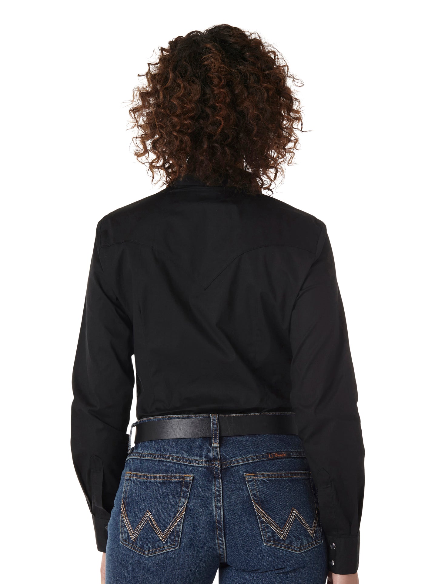 Wrangler Western Long Sleeve Solid Top - Black