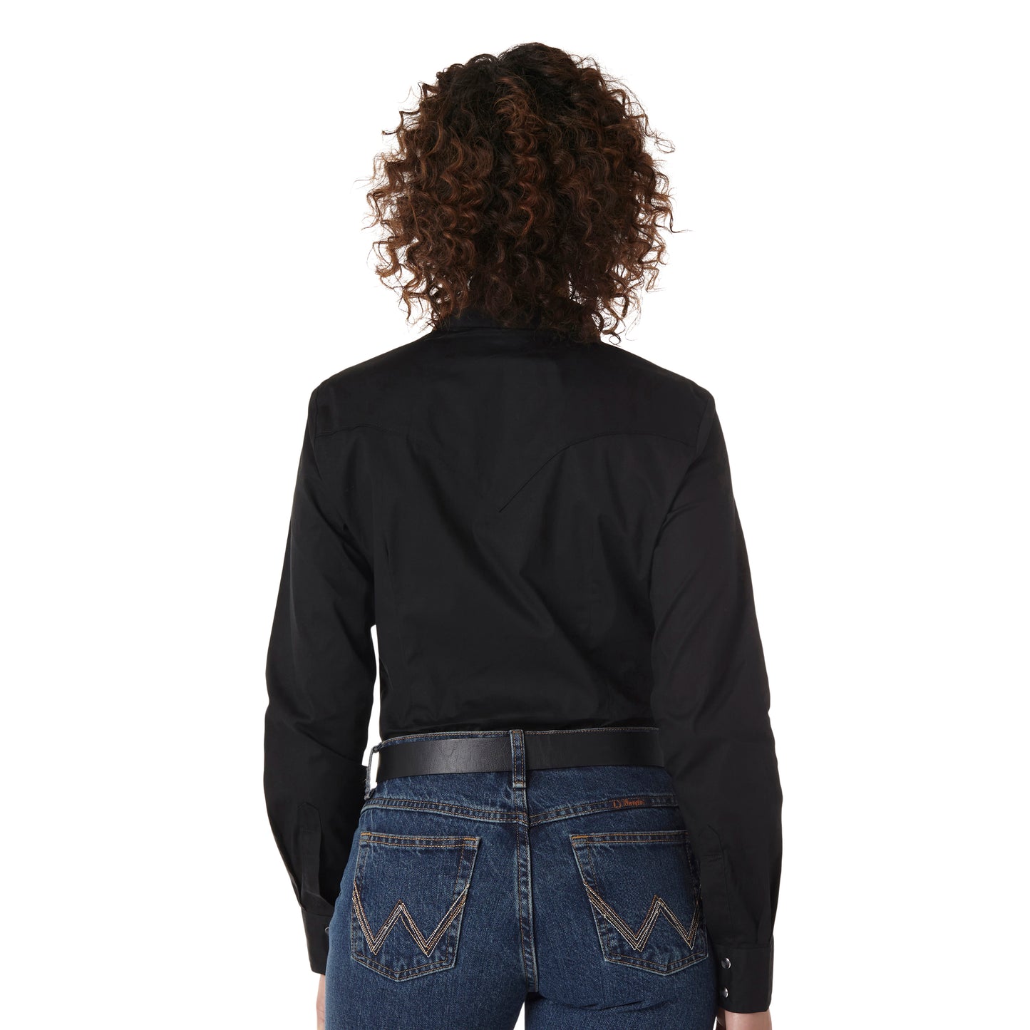 Wrangler Western Long Sleeve Solid Top - Black