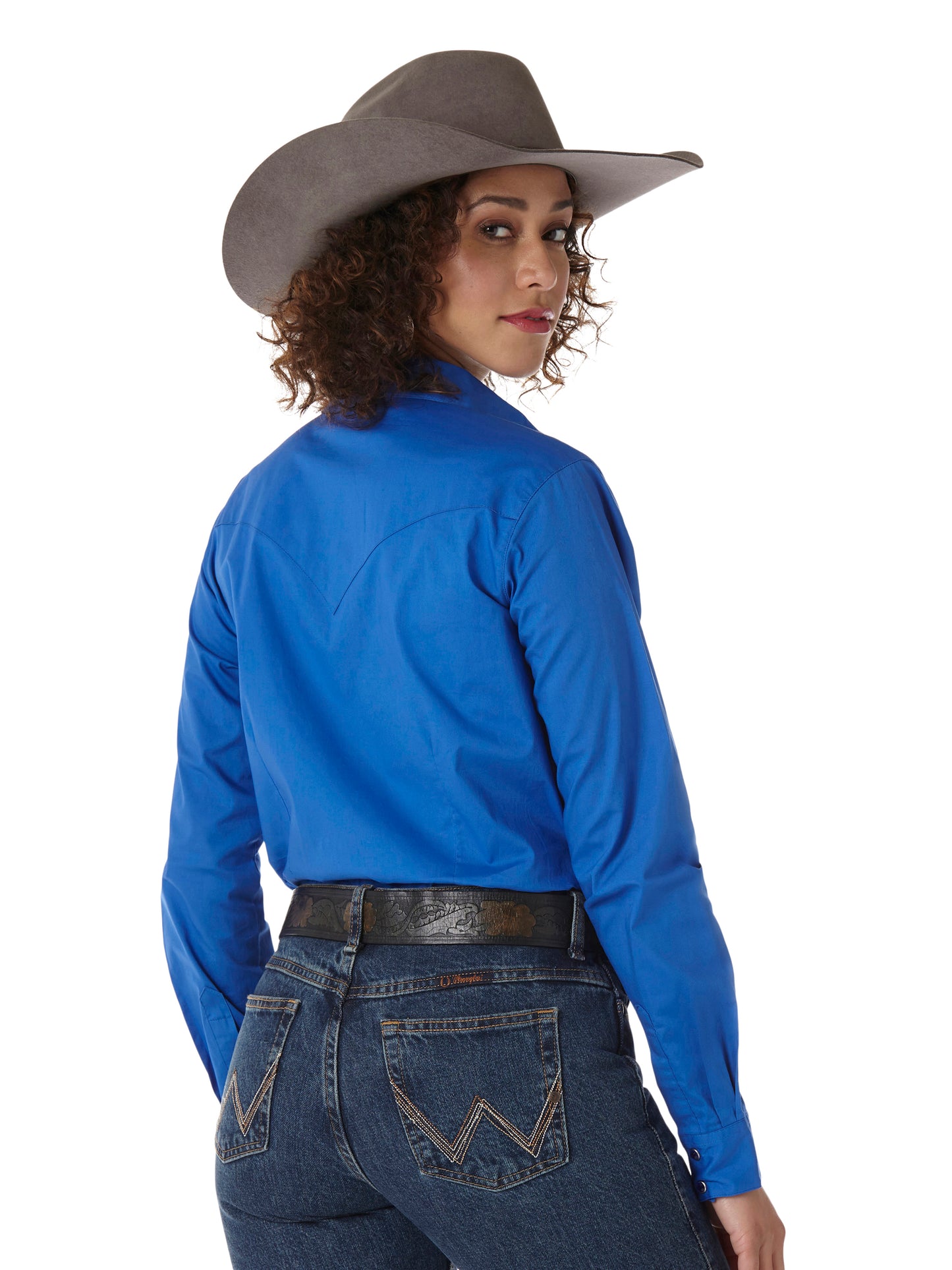 Wrangler Western Long Sleeve Solid Top - Blue