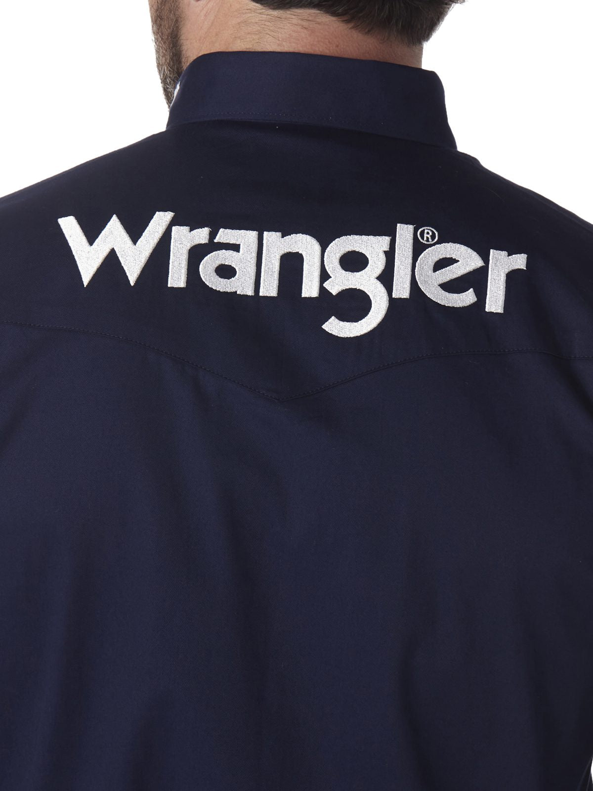Wrangler Logo Navy Long Sleeve Button Down Shirt