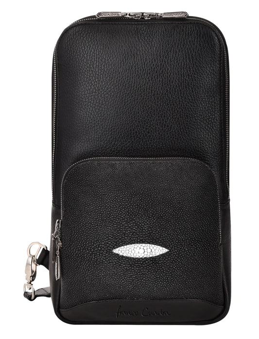Cuadra Men's Black Genuine Stingray Crossbody Bag