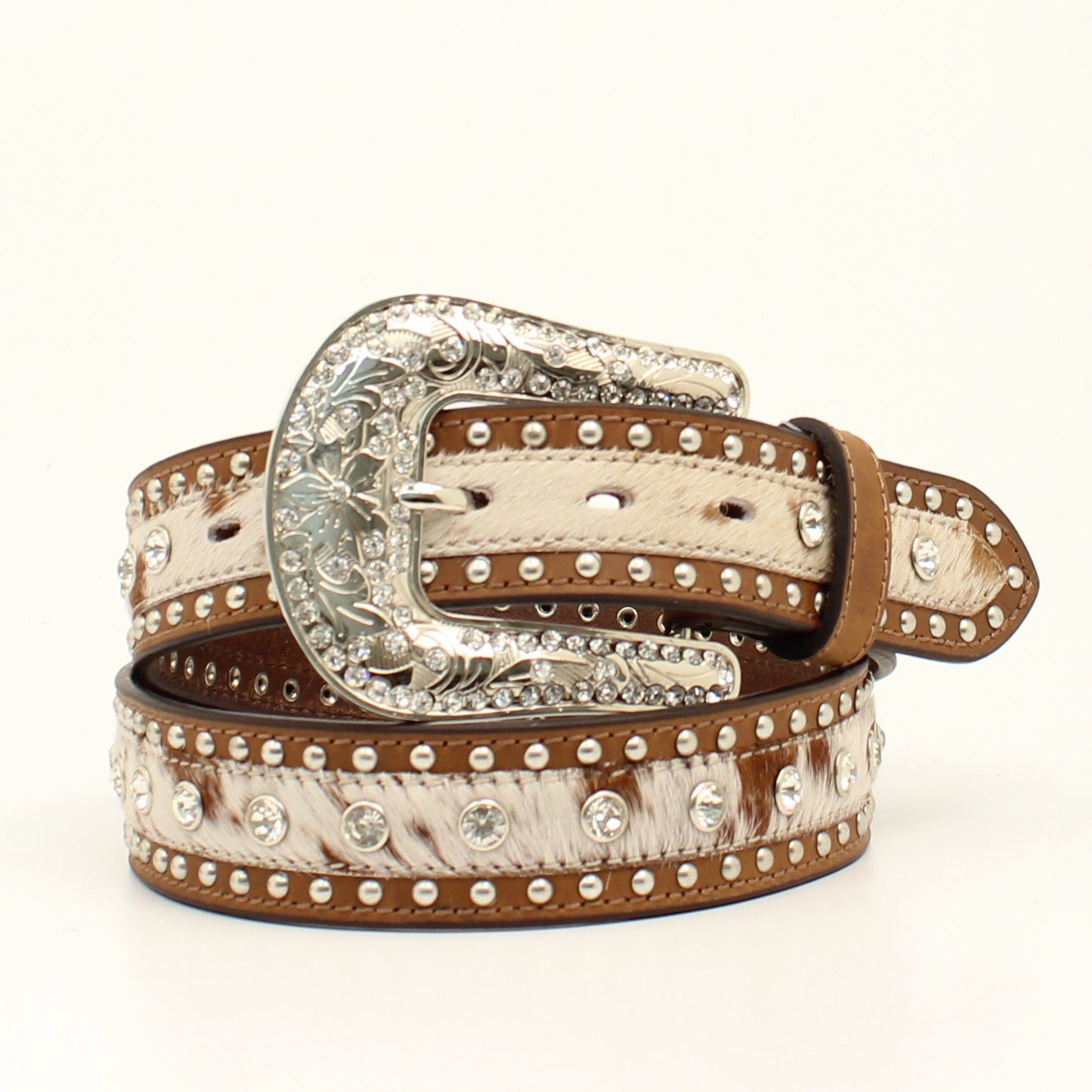 Nocona Brown Cow Hair Beaded Belt