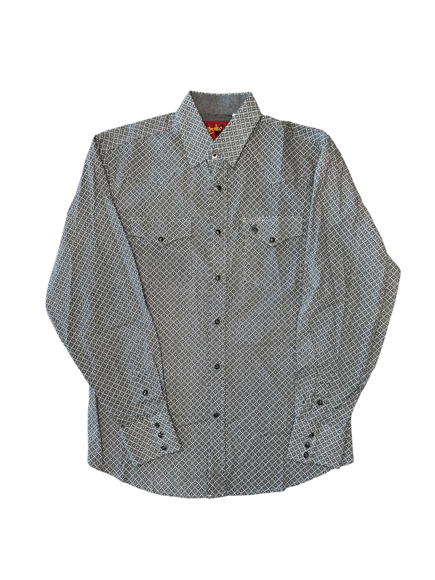 Rodeo Men's Western Black/White Floral Snap Button Long Sleeve Shirt