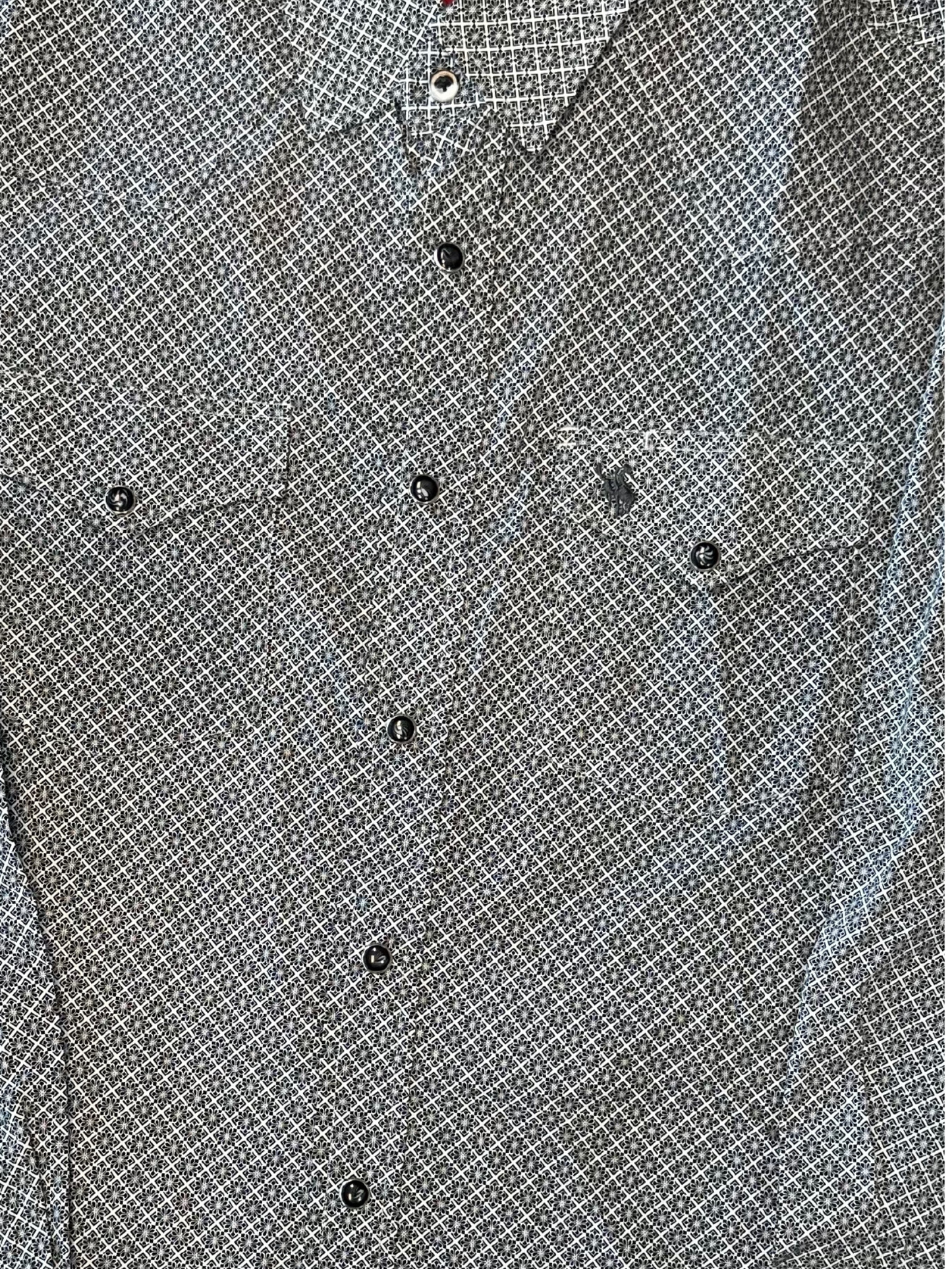 Rodeo Men's Western Black/White Floral Snap Button Long Sleeve Shirt