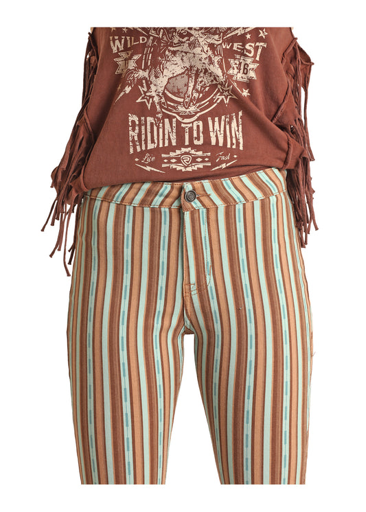 Rock & Roll Denim High Rise Extra Stretch Striped Flare Jean