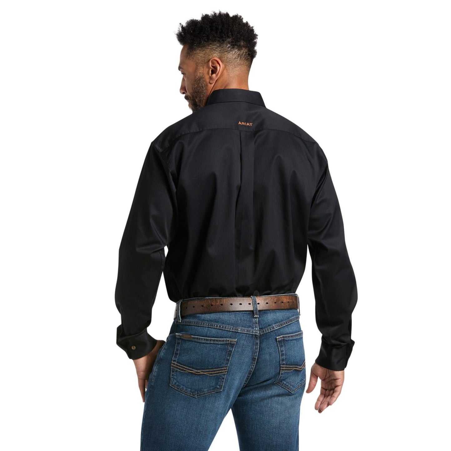 Camisa de corte clásico de sarga sólida negra Ariat