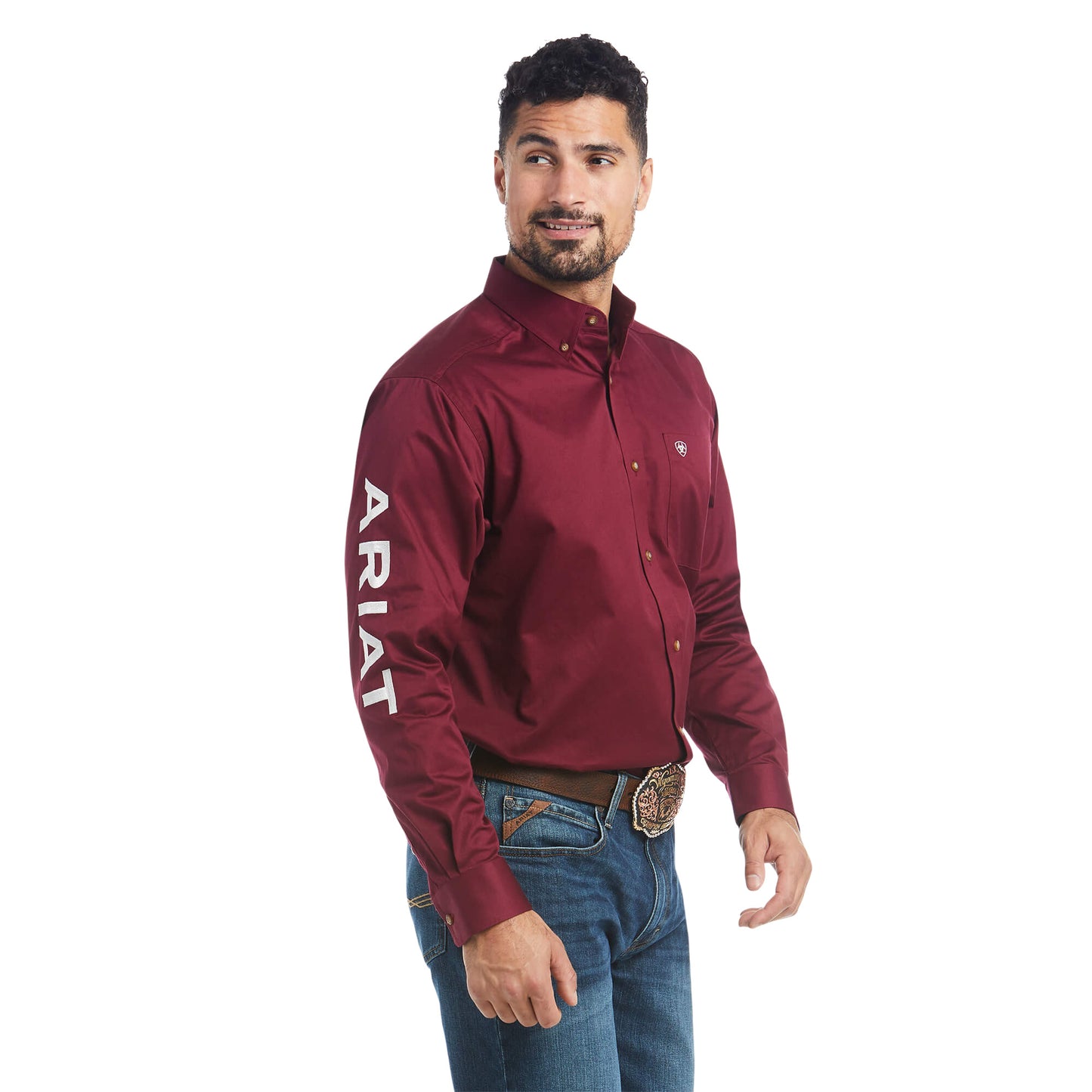 Ariat Team Logo Twill Classic Fit Shirt - Burgundy