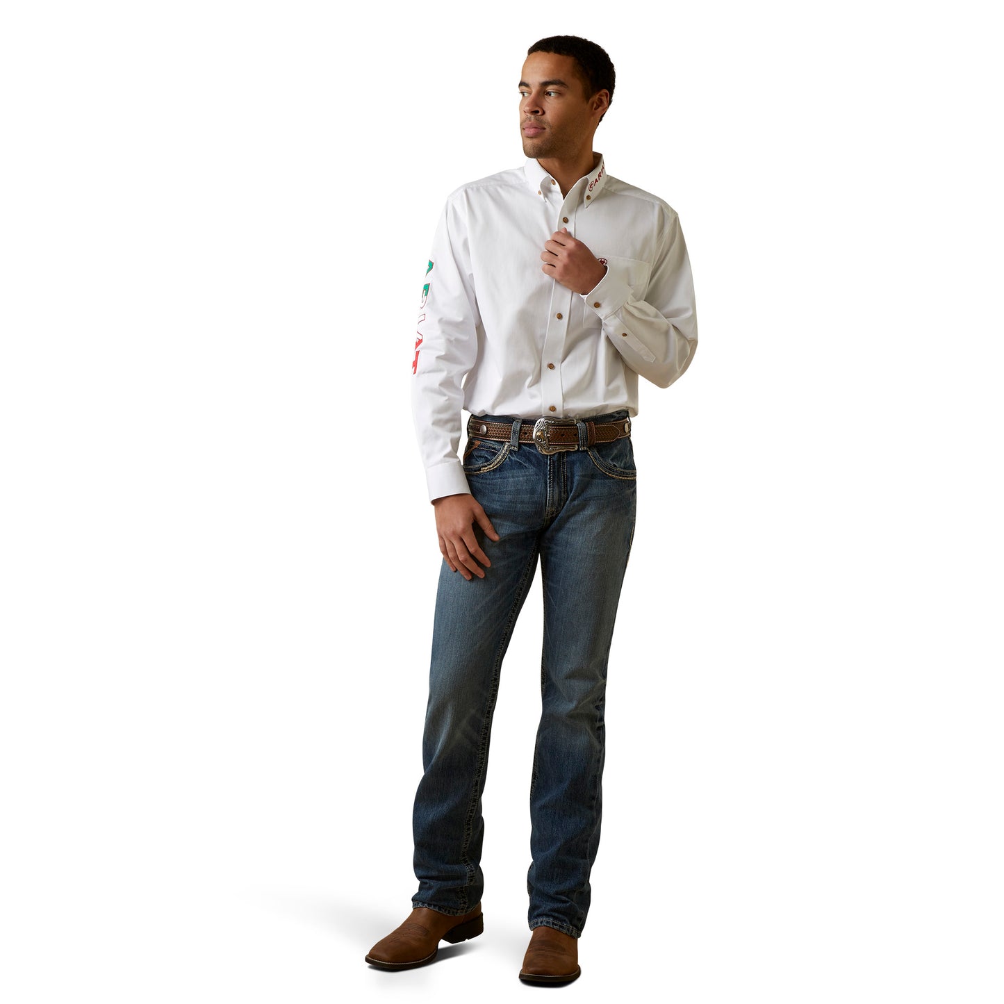 Ariat Mexico Team Logo Twill Classic Fit Shirt - White