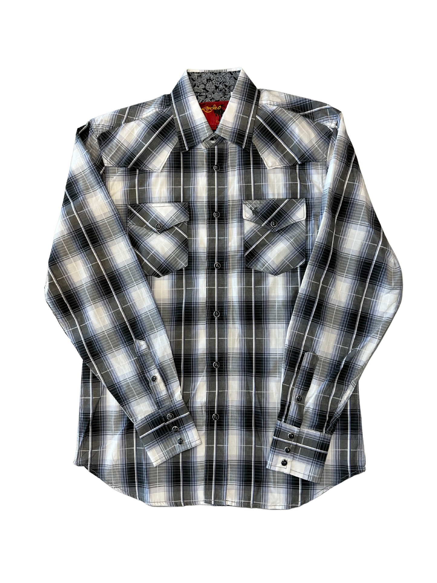 Men's Rodeo Blue & Black Plaid Button Down Shirt