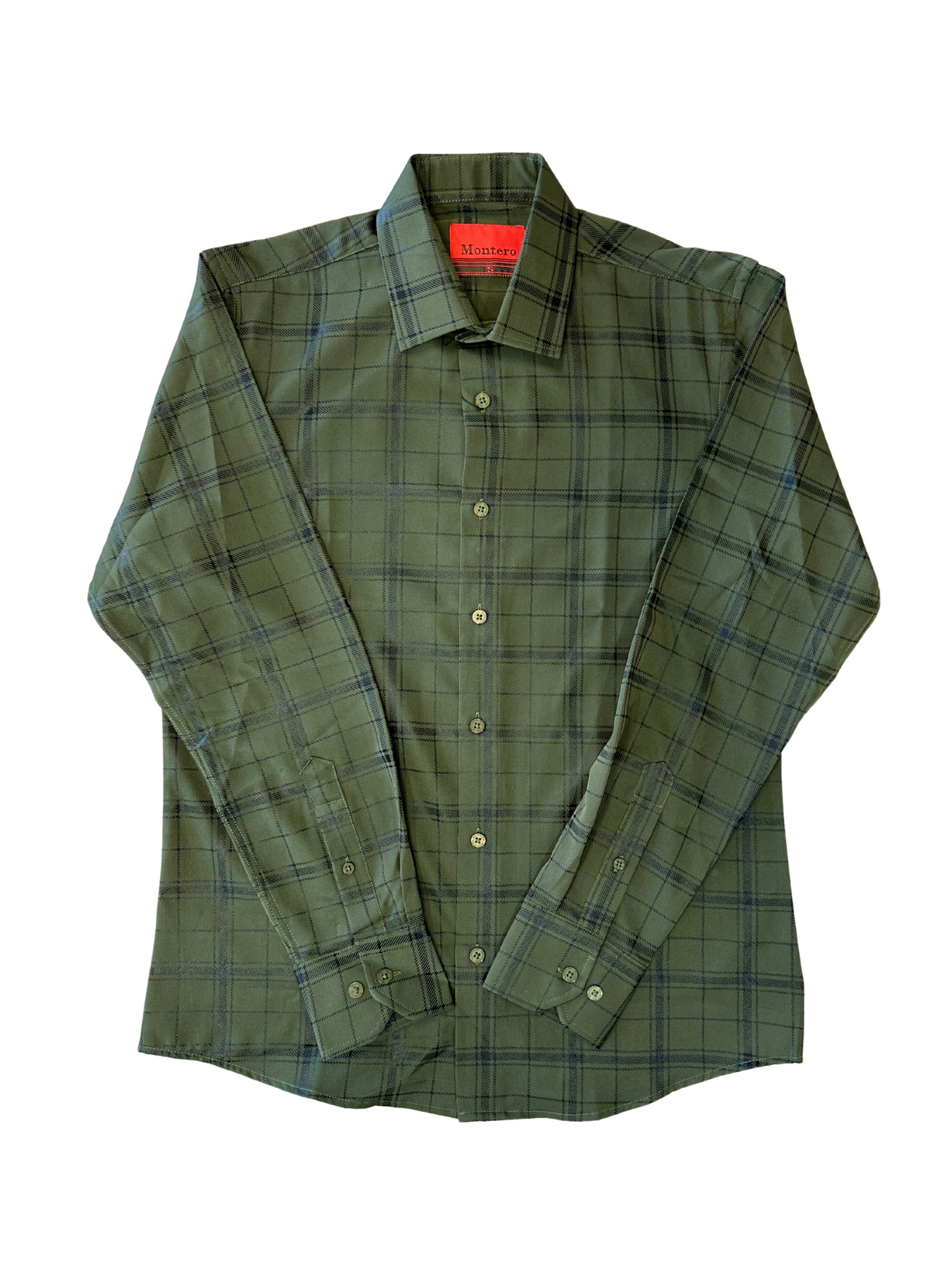 Montero Men's Forest Green Plaid Button Down Shirt
