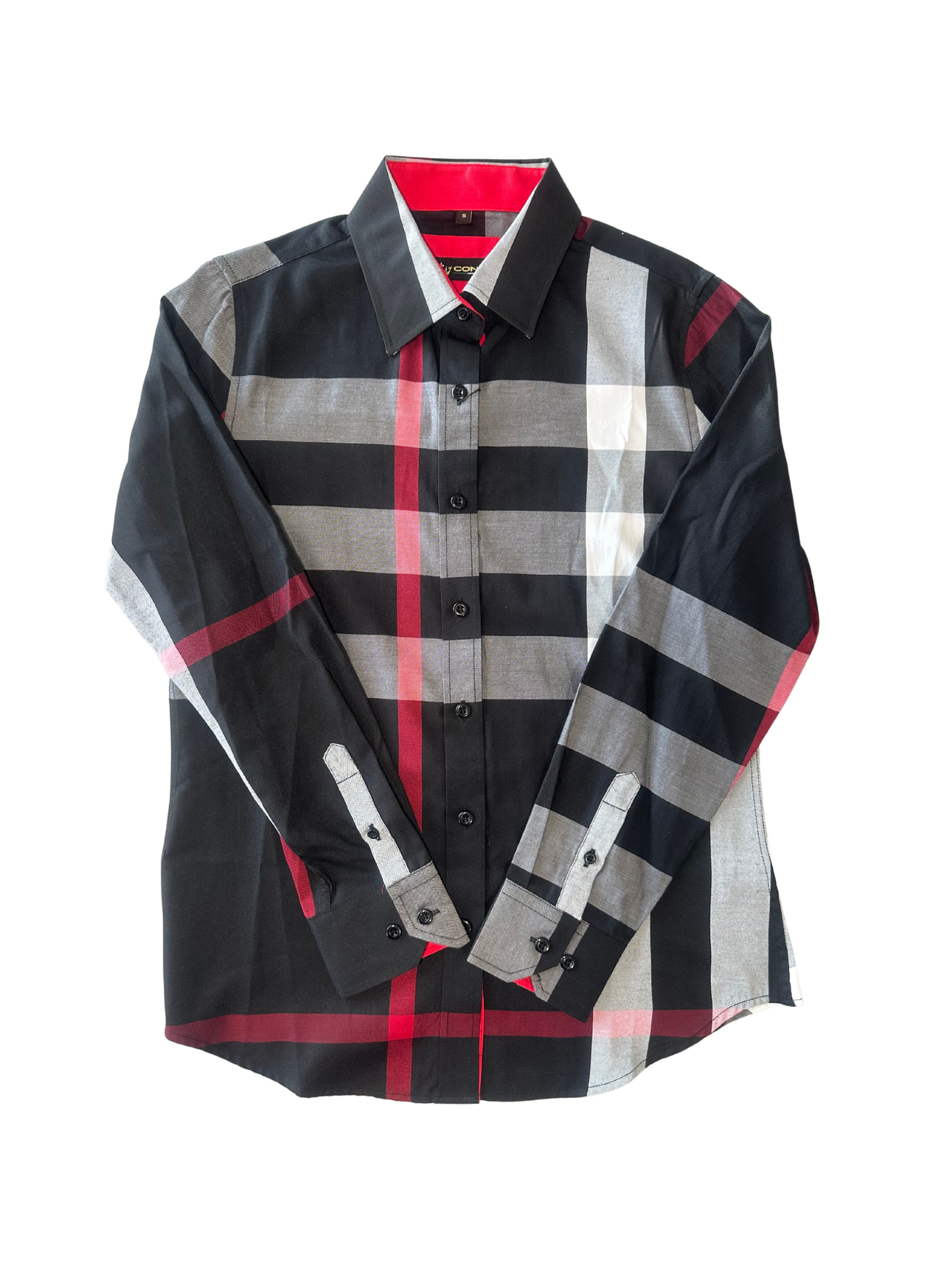 Women's Plaid Button Down Shirt - Black