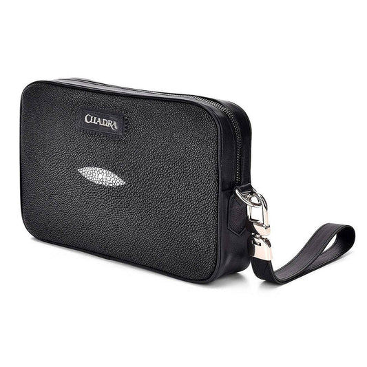Cuadra Men's Handmade Black Genuine Stingray Leather Document Bag
