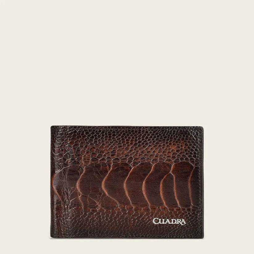 Cuadra Men's Brown Genuine Ostrich Leg Leather BiFold Wallet