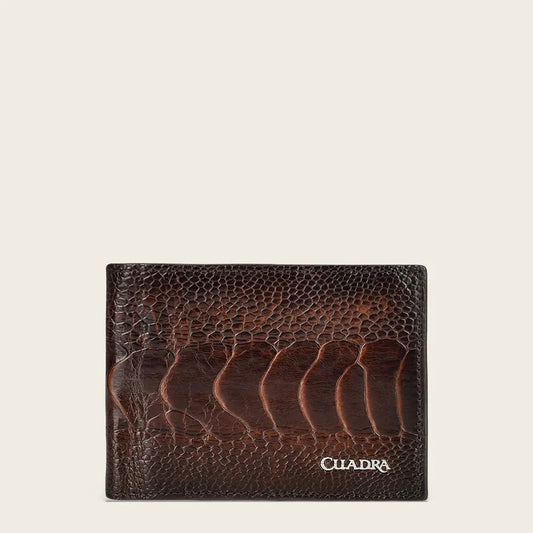 Cuadra Men's Brown Genuine Ostrich Leg Leather BiFold Wallet