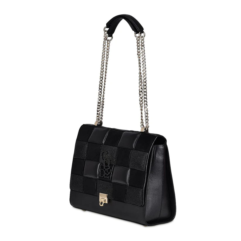 Cuadra Women's Black Genuine Exotic Leather Handbag